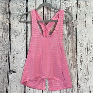 Zyia Pink Nimbus Split Back Tank Activewear Small Breathable Transparent Mesh